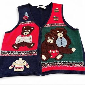 Colorful Bear Patterned Vest Christmas